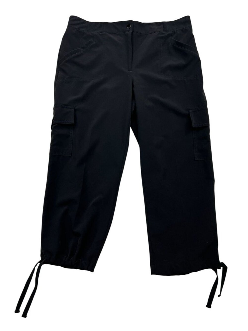Chico's Zenergy Women's Cropped Cargo Pants Flat Front Stretch Size 1 US M Black